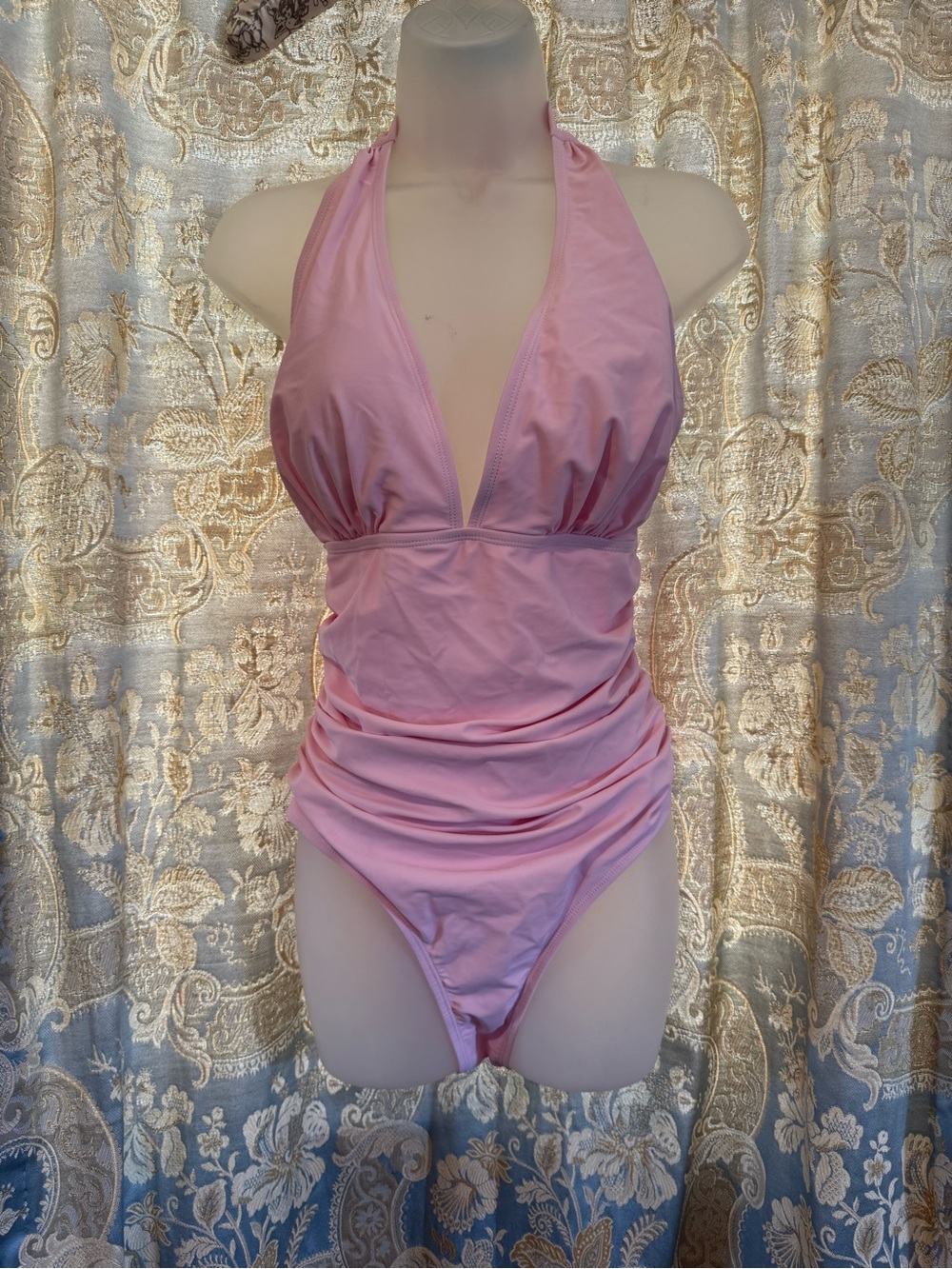 AI’mage Women's Pink Halter One-Piece Swimsuit